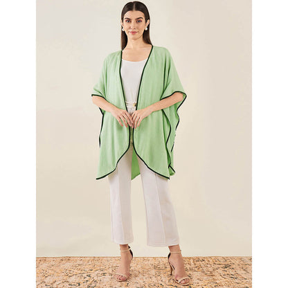 First Resort by Ramola Bachchan Tea Green Cashmere Cape