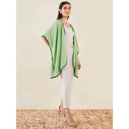 First Resort by Ramola Bachchan Tea Green Cashmere Cape