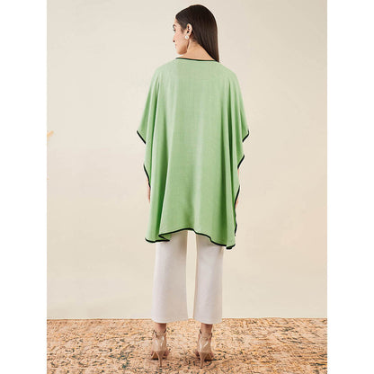 First Resort by Ramola Bachchan Tea Green Cashmere Cape