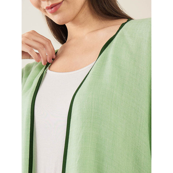 First Resort by Ramola Bachchan Tea Green Cashmere Cape