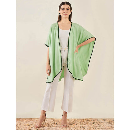 First Resort by Ramola Bachchan Tea Green Cashmere Cape
