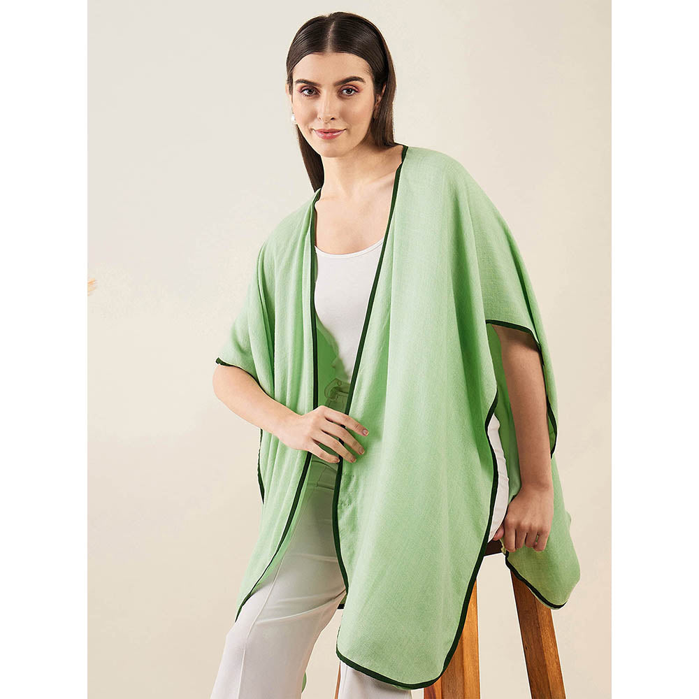 First Resort by Ramola Bachchan Tea Green Cashmere Cape