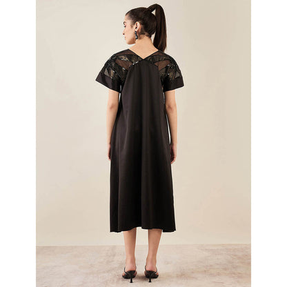 First Resort by Ramola Bachchan Black Sequin Embroidered Mid Length Dress