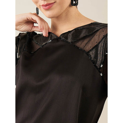 First Resort by Ramola Bachchan Black Sequin Embroidered Mid Length Dress