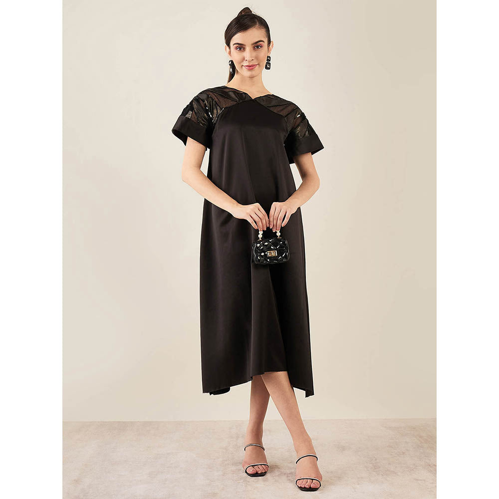 First Resort by Ramola Bachchan Black Sequin Embroidered Mid Length Dress