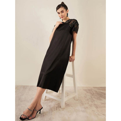 First Resort by Ramola Bachchan Black Sequin Embroidered Mid Length Dress