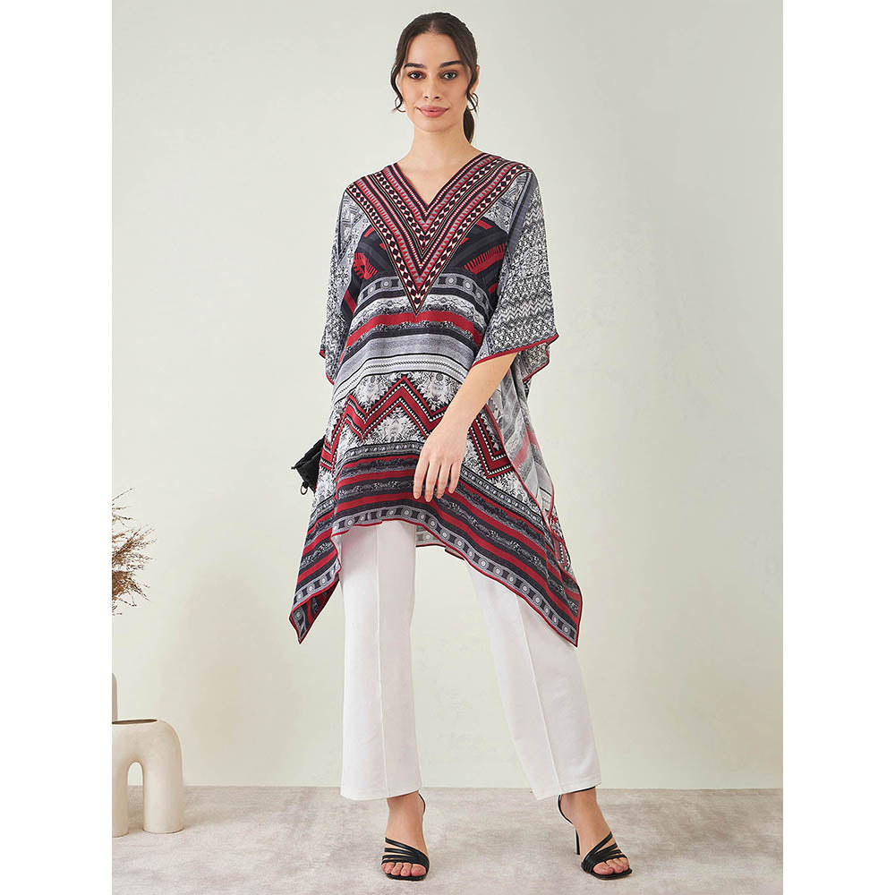 First Resort by Ramola Bachchan Maroon Geometric Kaftan Tunic