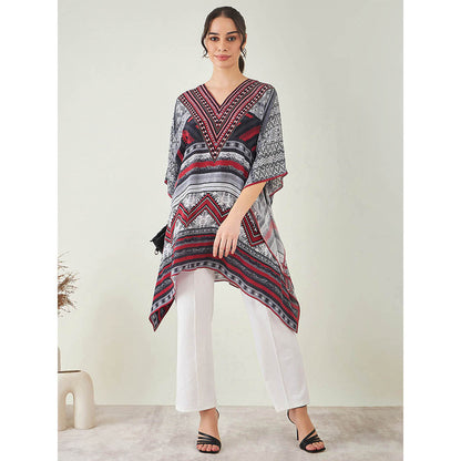 First Resort by Ramola Bachchan Maroon Geometric Kaftan Tunic