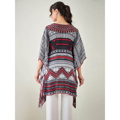 First Resort by Ramola Bachchan Maroon Geometric Kaftan Tunic