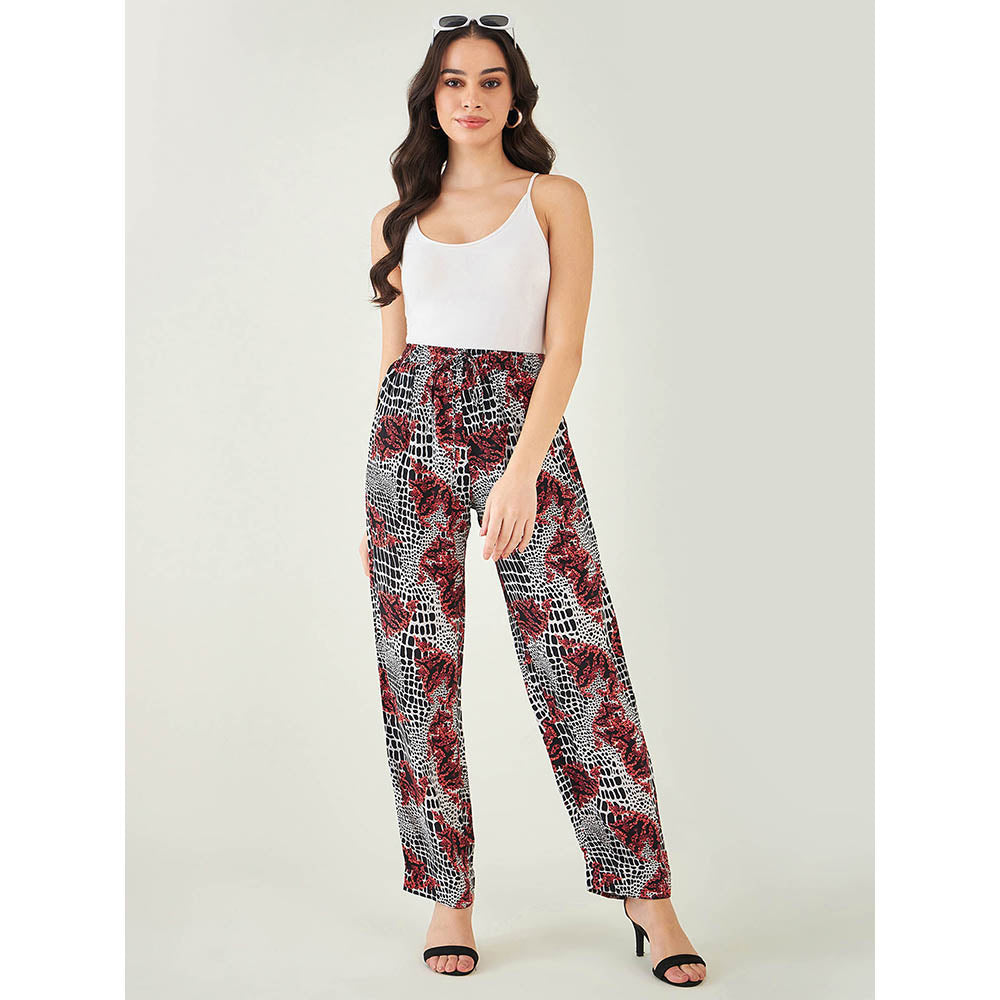 First Resort by Ramola Bachchan Red Baroque Animal Print Palazzo