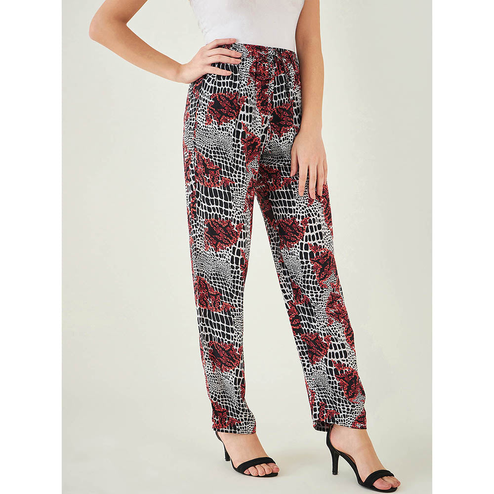 First Resort by Ramola Bachchan Red Baroque Animal Print Palazzo