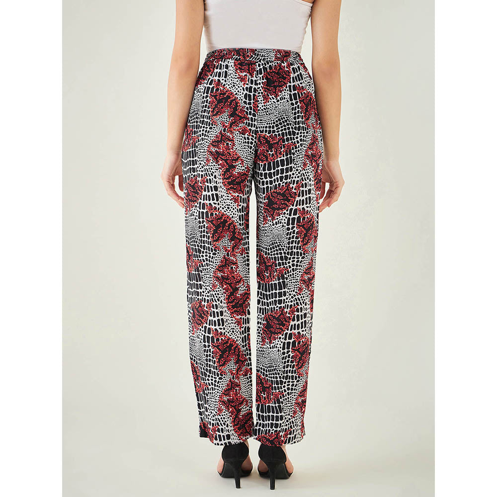 First Resort by Ramola Bachchan Red Baroque Animal Print Palazzo