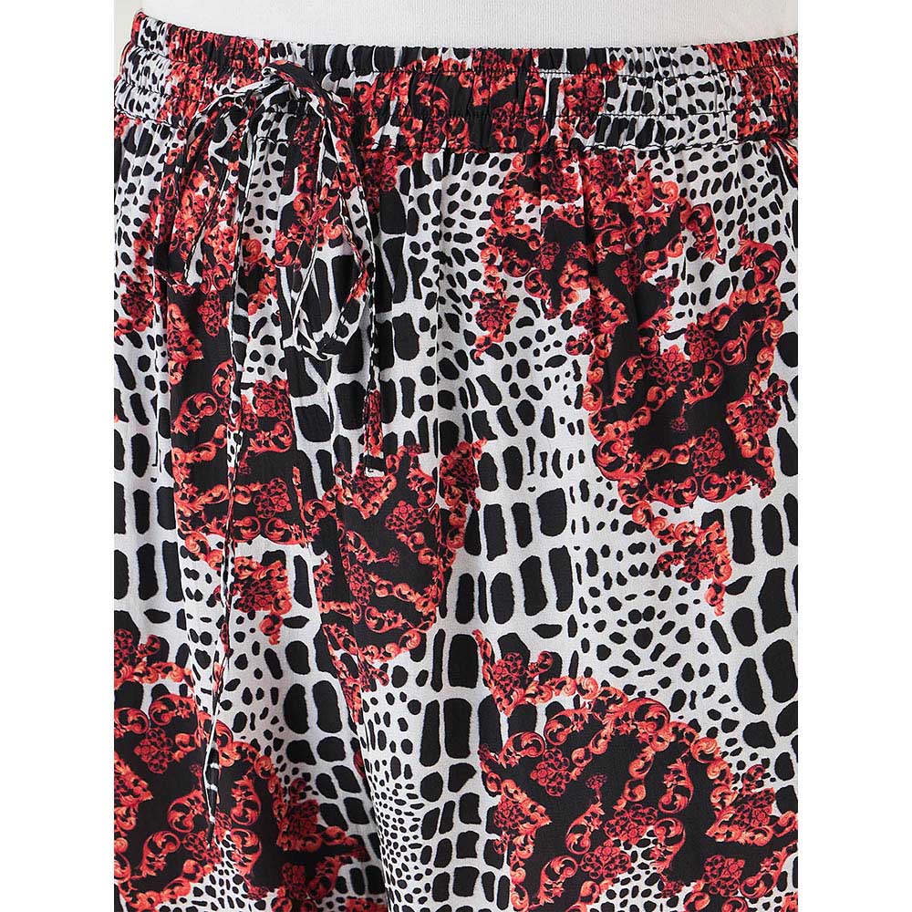 First Resort by Ramola Bachchan Red Baroque Animal Print Palazzo