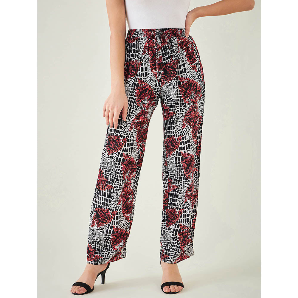 First Resort by Ramola Bachchan Red Baroque Animal Print Palazzo