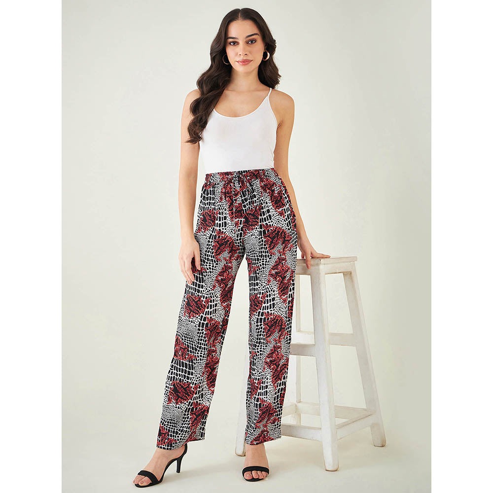 First Resort by Ramola Bachchan Red Baroque Animal Print Palazzo