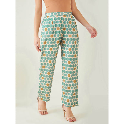 First Resort by Ramola Bachchan Green and Brown Polka Dot Pant