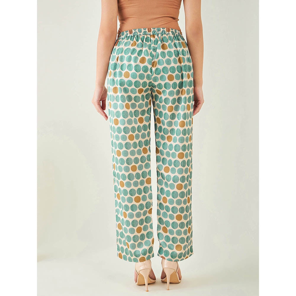 First Resort by Ramola Bachchan Green and Brown Polka Dot Pant