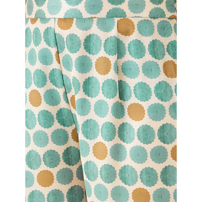 First Resort by Ramola Bachchan Green and Brown Polka Dot Pant