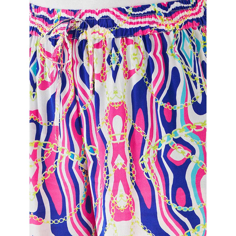 First Resort by Ramola Bachchan Blue and Pink Marine Wave Print Pant