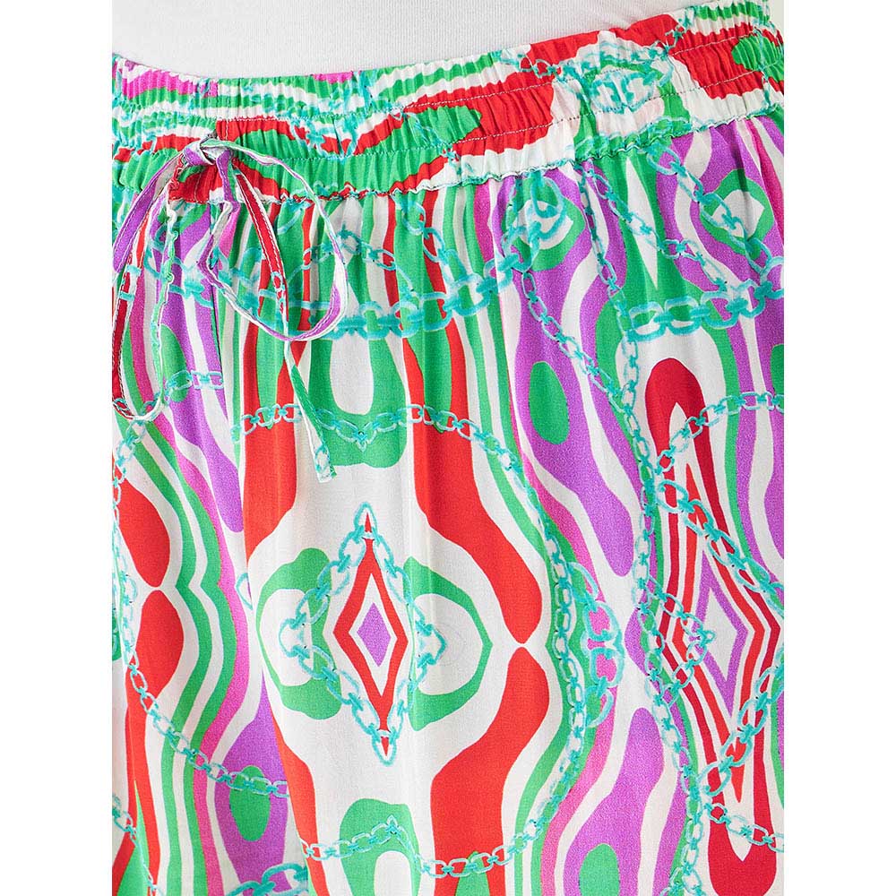 First Resort by Ramola Bachchan Green and Orange Marine Wave Print Pant