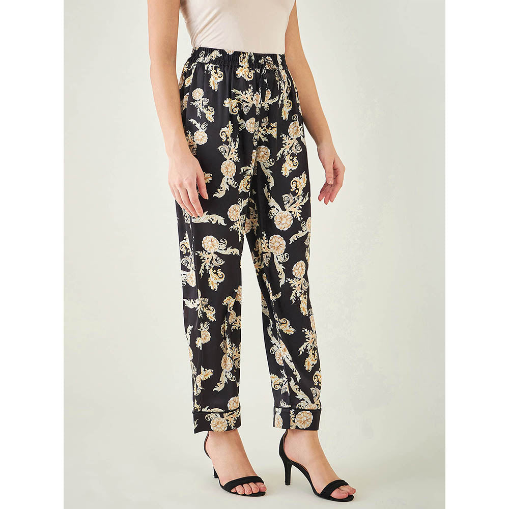 First Resort by Ramola Bachchan Black Baroque Print Pant
