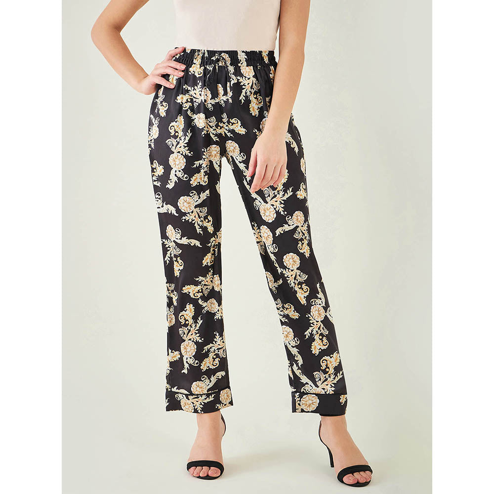 First Resort by Ramola Bachchan Black Baroque Print Pant