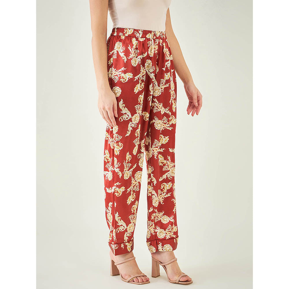 First Resort by Ramola Bachchan Red Baroque Print Pant