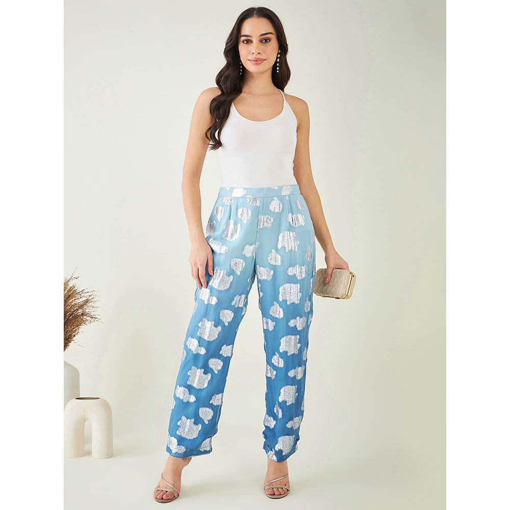 First Resort by Ramola Bachchan Blue Ombre Lurex Straight Pant