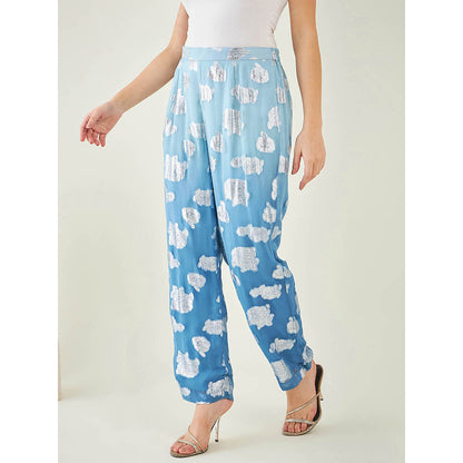 First Resort by Ramola Bachchan Blue Ombre Lurex Straight Pant