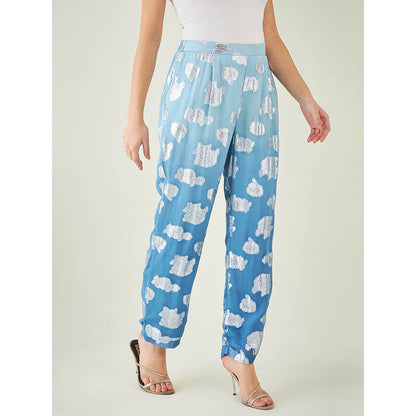 First Resort by Ramola Bachchan Blue Ombre Lurex Straight Pant