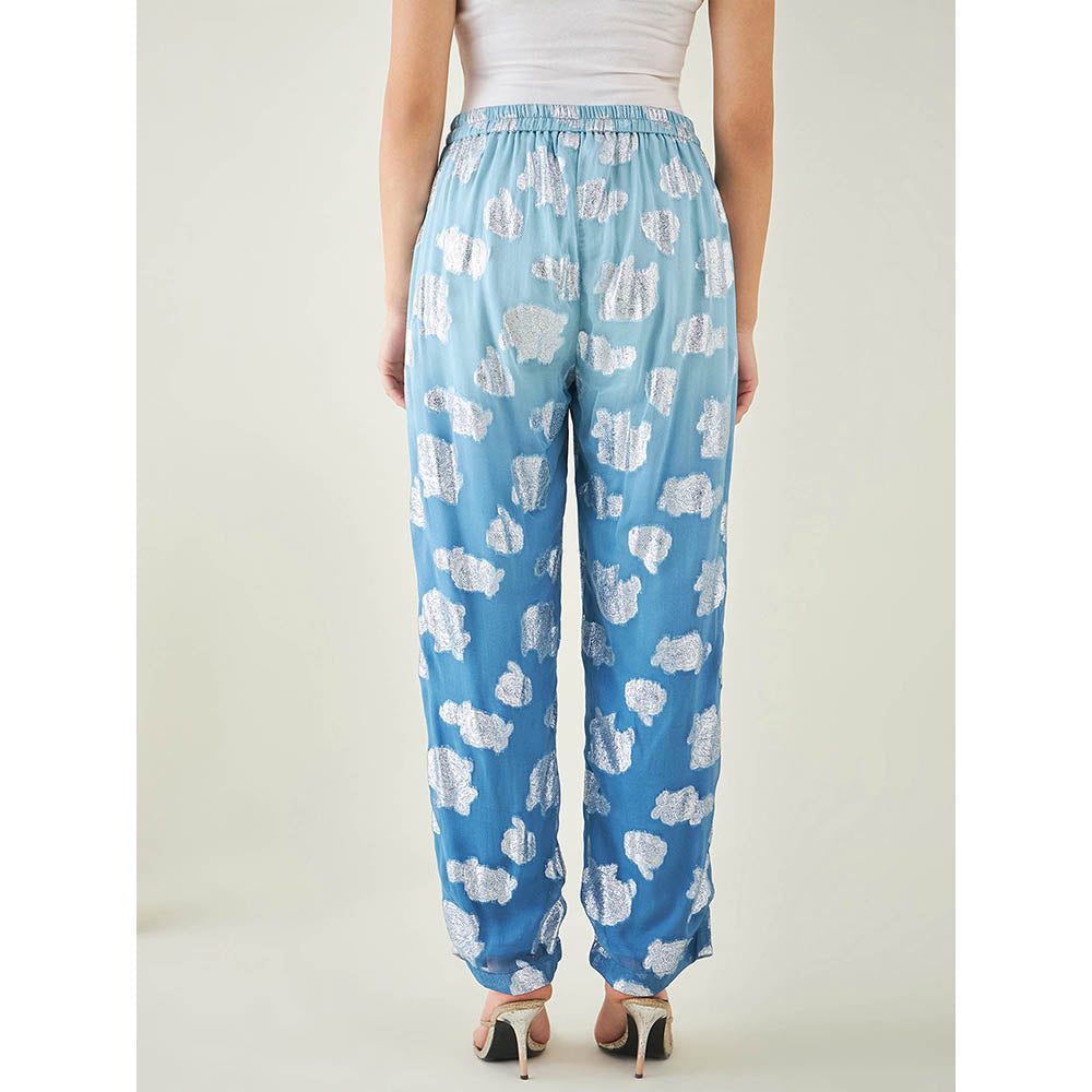 First Resort by Ramola Bachchan Blue Ombre Lurex Straight Pant