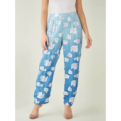 First Resort by Ramola Bachchan Blue Ombre Lurex Straight Pant