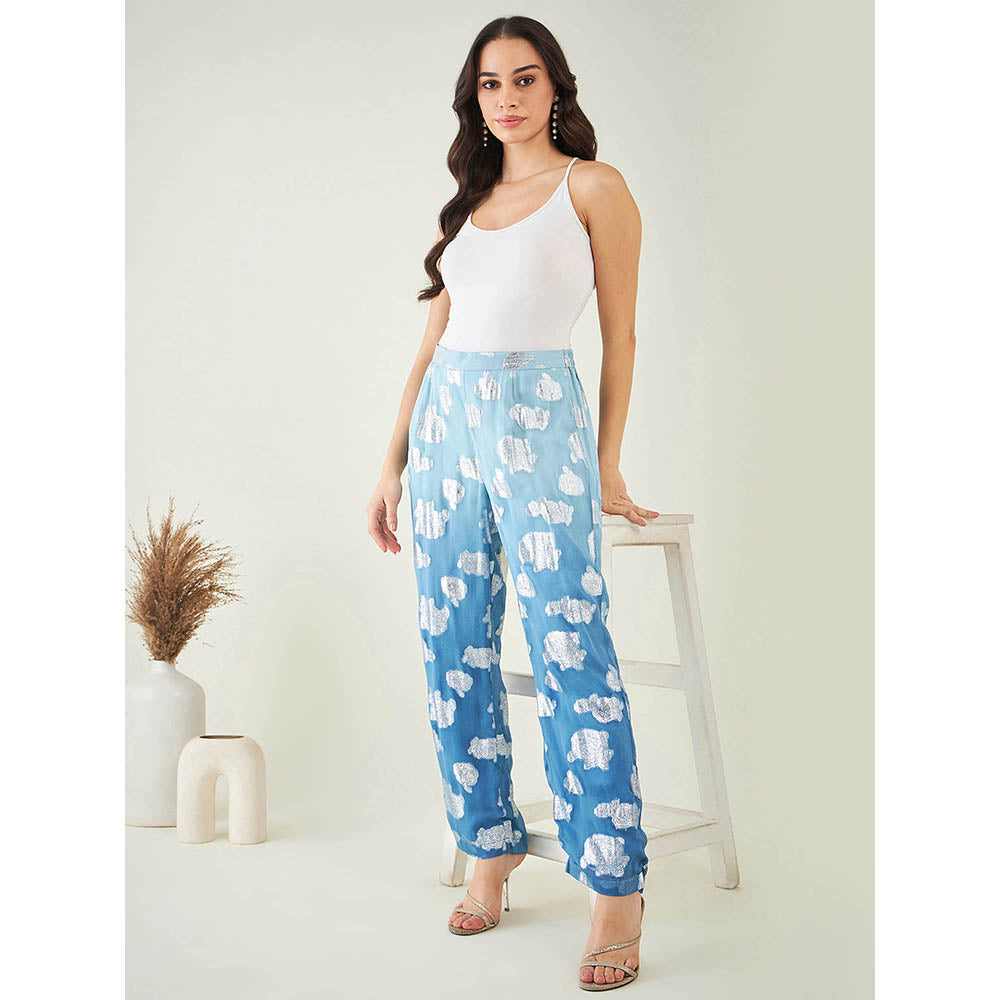 First Resort by Ramola Bachchan Blue Ombre Lurex Straight Pant