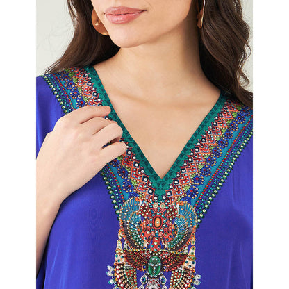 First Resort by Ramola Bachchan Blue Embellished Tunic with Dhoti Pant and Dupatta (Set of 3)