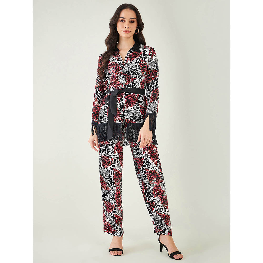 First Resort by Ramola Bachchan Black Baroque Animal Print Shirt and Pant (Set of 3)
