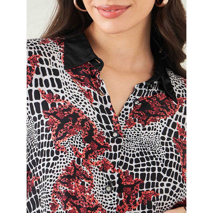 First Resort by Ramola Bachchan Black Baroque Animal Print Shirt and Pant (Set of 3)
