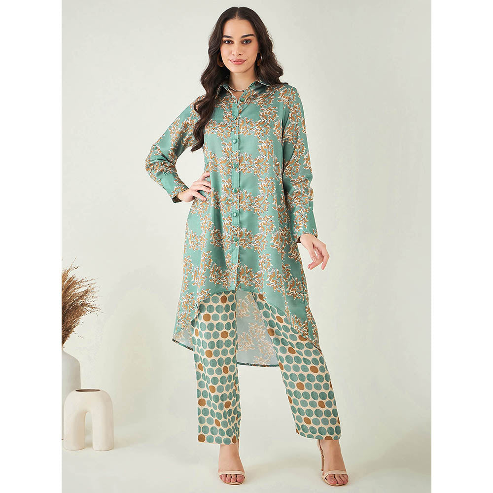 First Resort by Ramola Bachchan Green and Brown Floral Combination Print Co-ord (Set of 2)