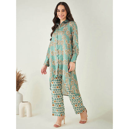First Resort by Ramola Bachchan Green and Brown Floral Combination Print Co-ord (Set of 2)