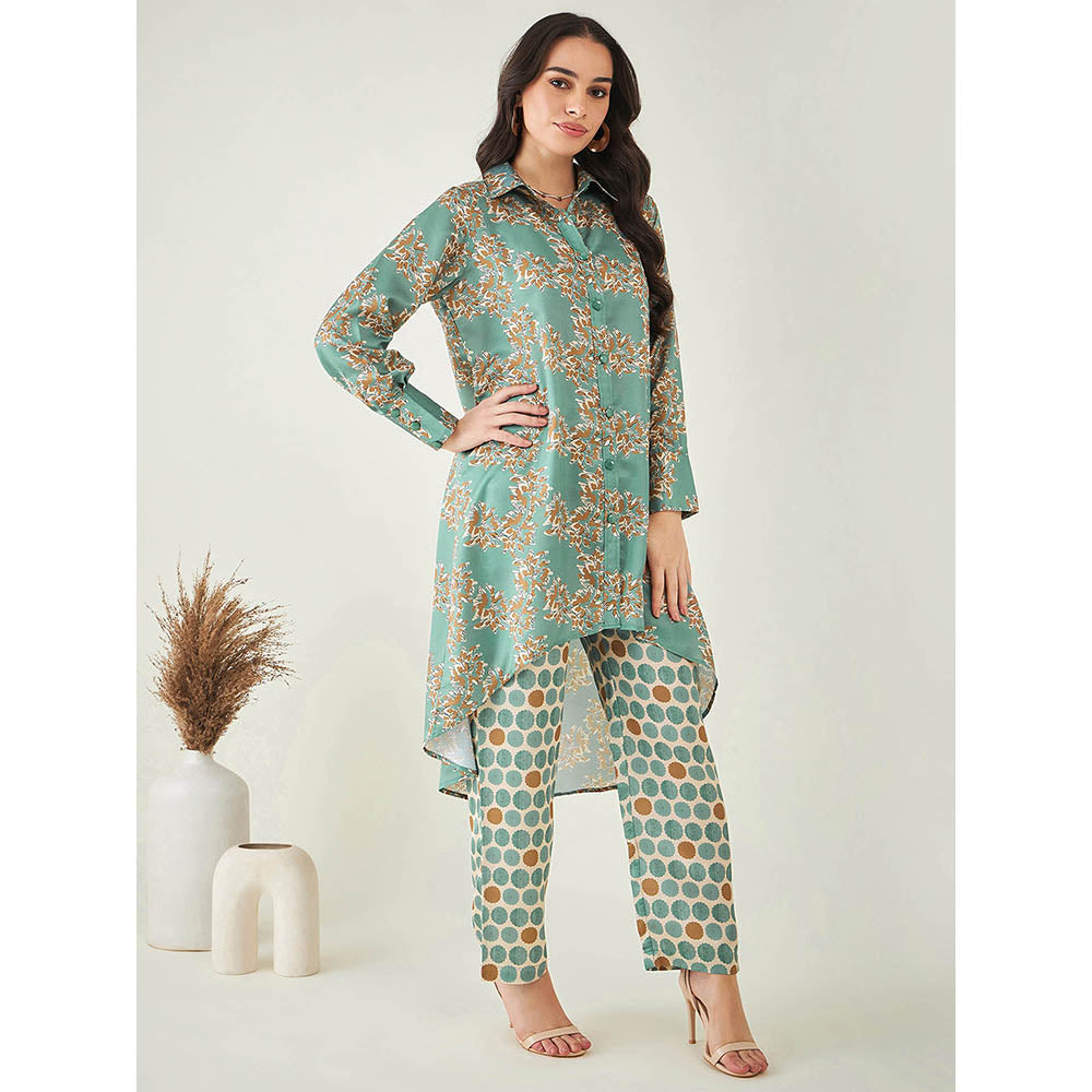 First Resort by Ramola Bachchan Green and Brown Floral Combination Print Co-ord (Set of 2)