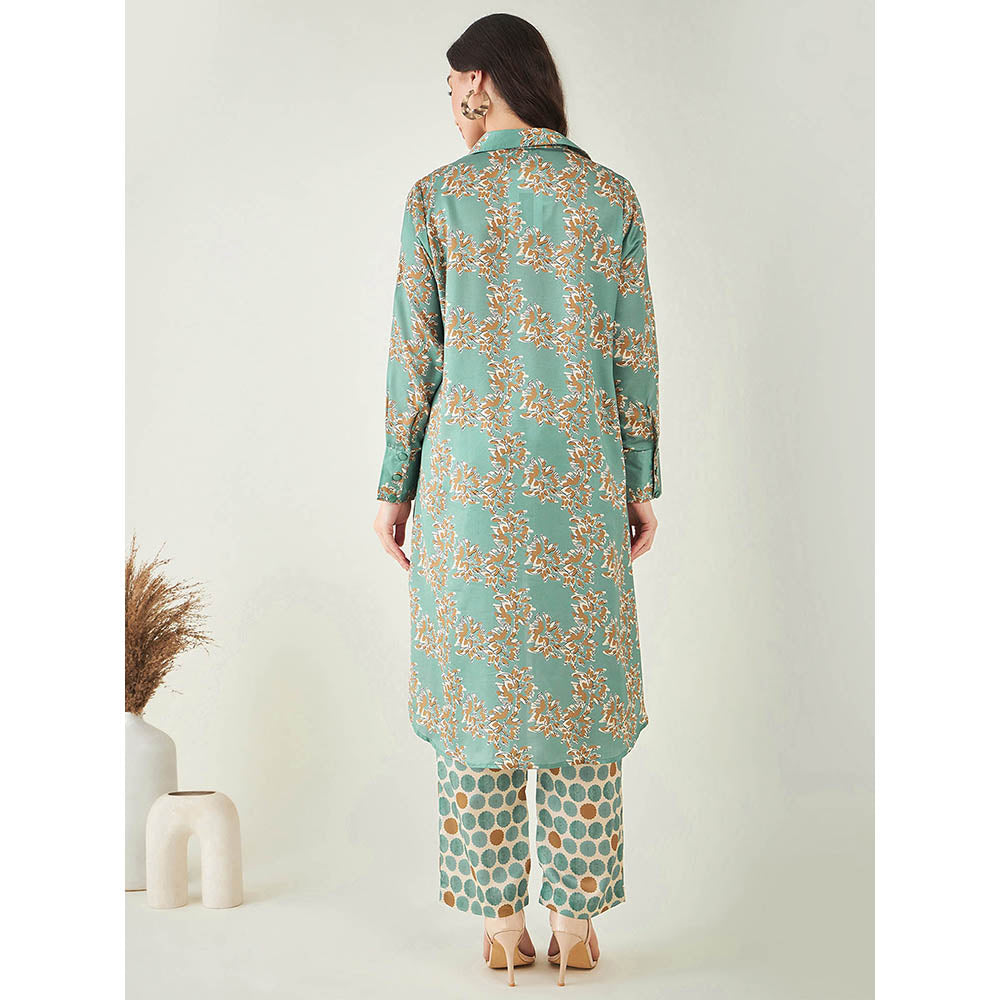First Resort by Ramola Bachchan Green and Brown Floral Combination Print Co-ord (Set of 2)