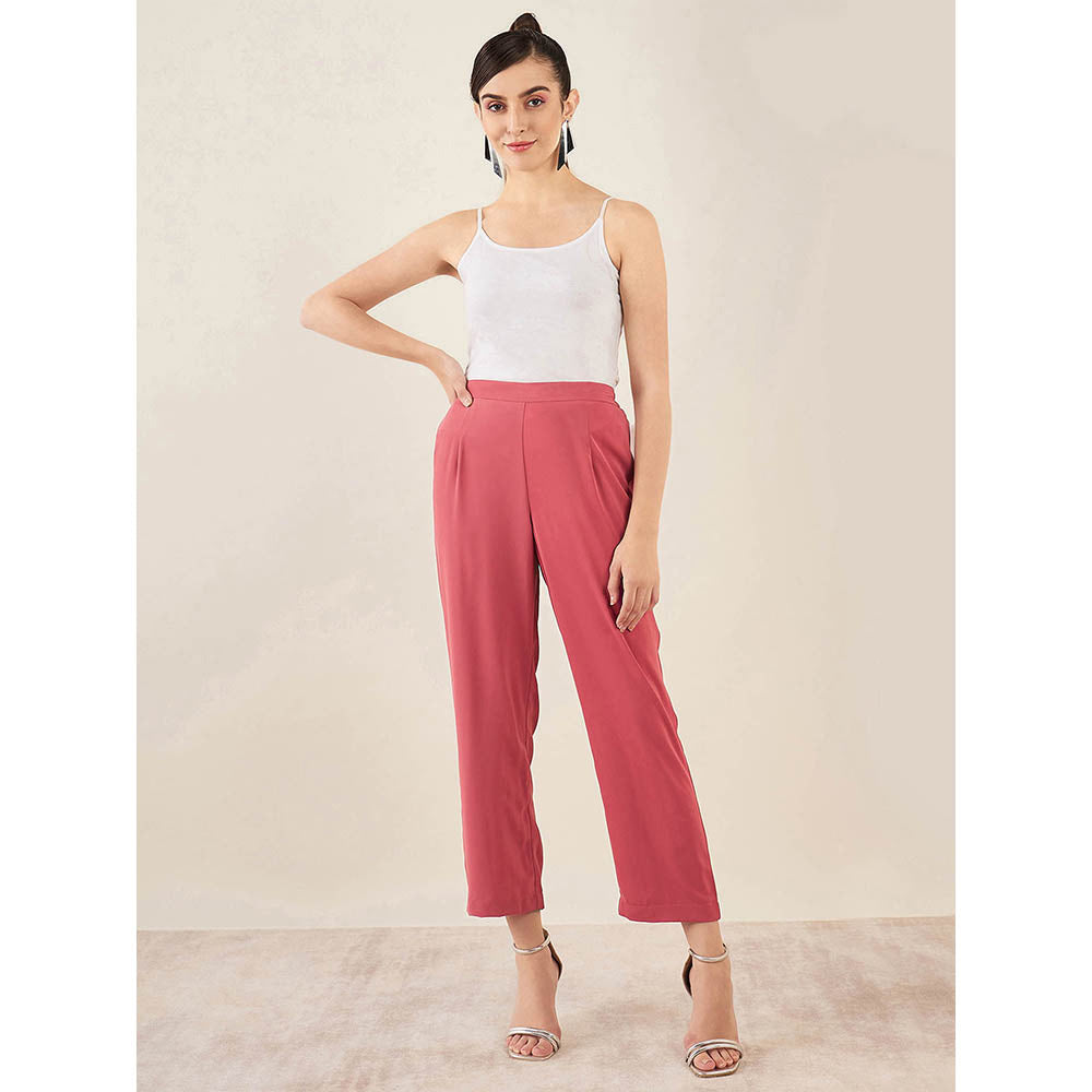 First Resort by Ramola Bachchan Red One-Shoulder Embroidered Top with Straight Pant (Set of 2)