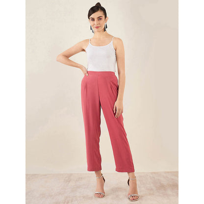 First Resort by Ramola Bachchan Red One-Shoulder Embroidered Top with Straight Pant (Set of 2)