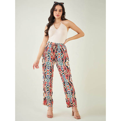 First Resort by Ramola Bachchan Black and Red Marine Wave Print Shirt and Pant (Set of 2)