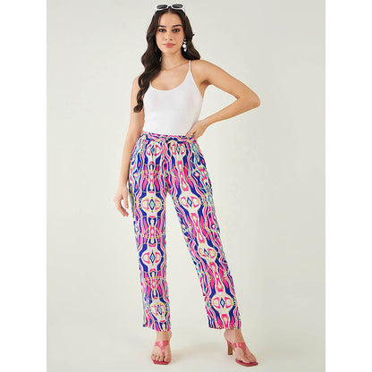 First Resort by Ramola Bachchan Blue and Pink Marine Wave Print Shirt and Pant (Set of 2)