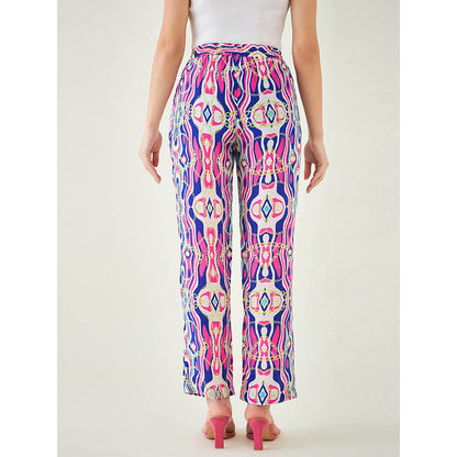 First Resort by Ramola Bachchan Blue and Pink Marine Wave Print Shirt and Pant (Set of 2)
