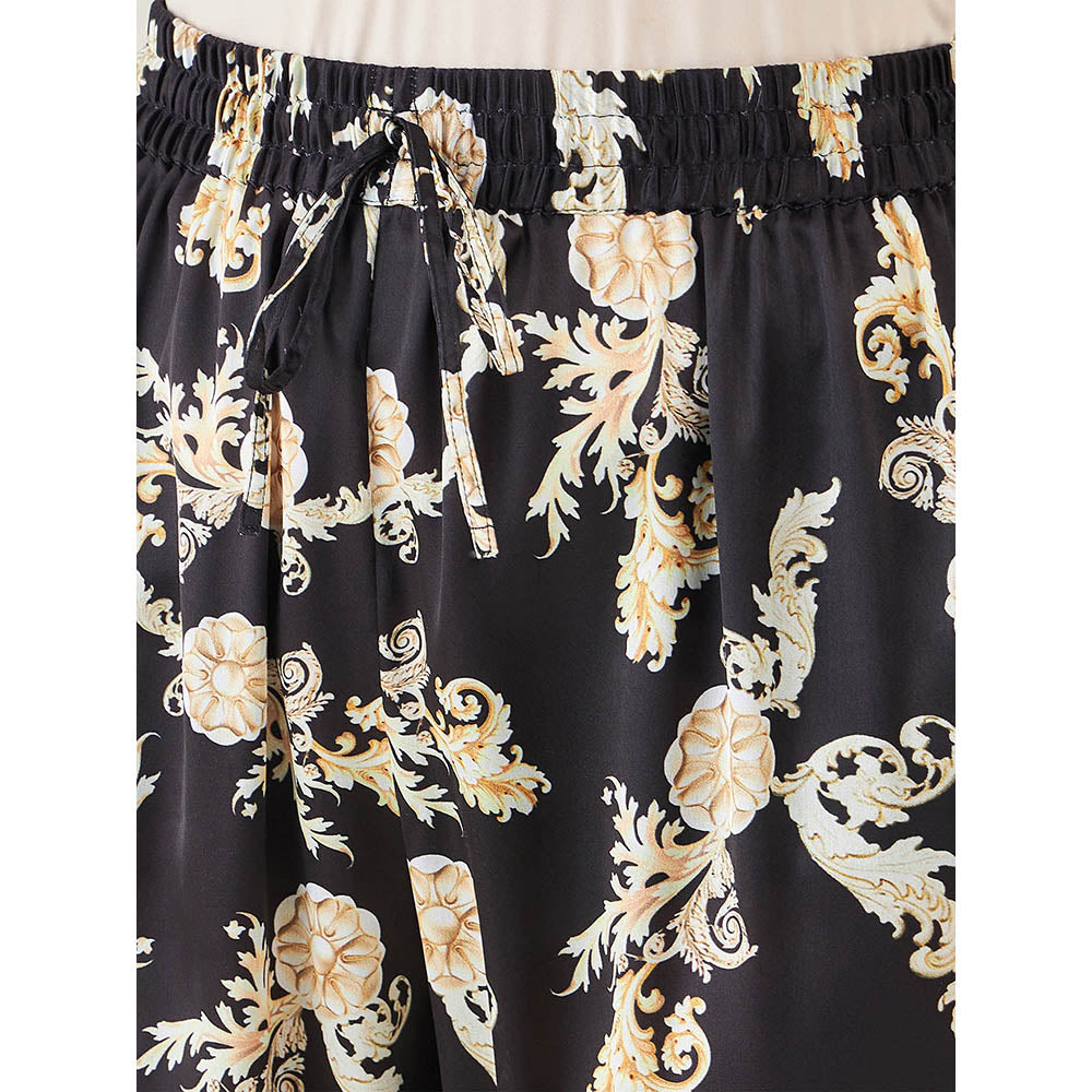 First Resort by Ramola Bachchan Black Baroque Print Shirt with Belt and Pant (Set of 3)