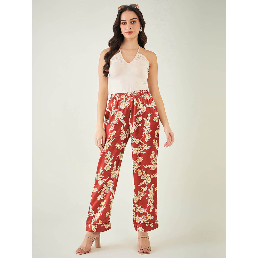 First Resort by Ramola Bachchan Red Baroque Print Shirt with Belt and Pant (Set of 3)