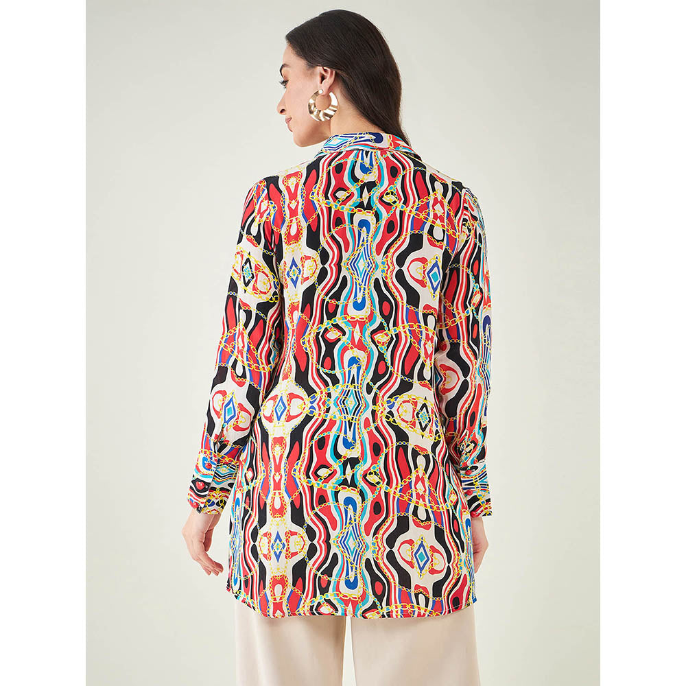 First Resort by Ramola Bachchan Black and Red Marine Wave Print Shirt