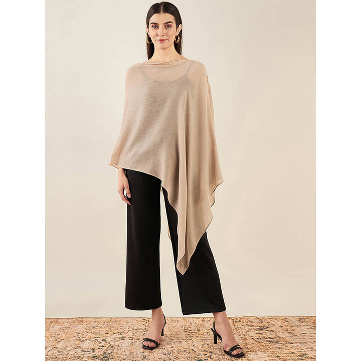 First Resort by Ramola Bachchan Almond Ombre Embellished Cashmere Poncho