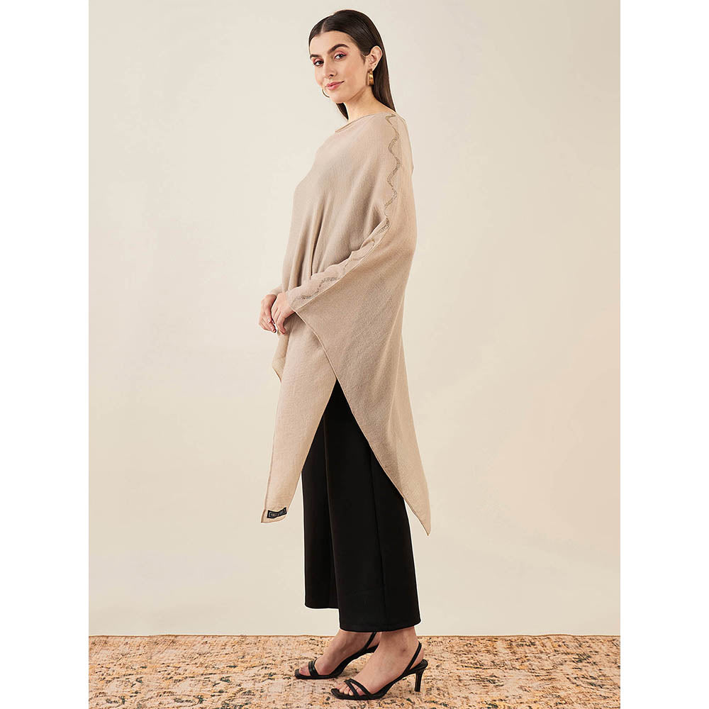 First Resort by Ramola Bachchan Almond Ombre Embellished Cashmere Poncho